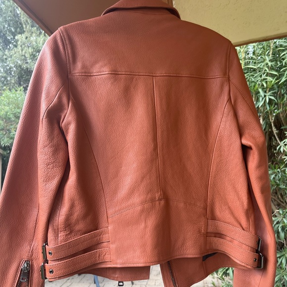 Salmon/Burnt Orange Leather Jacket - Picture 2 of 11